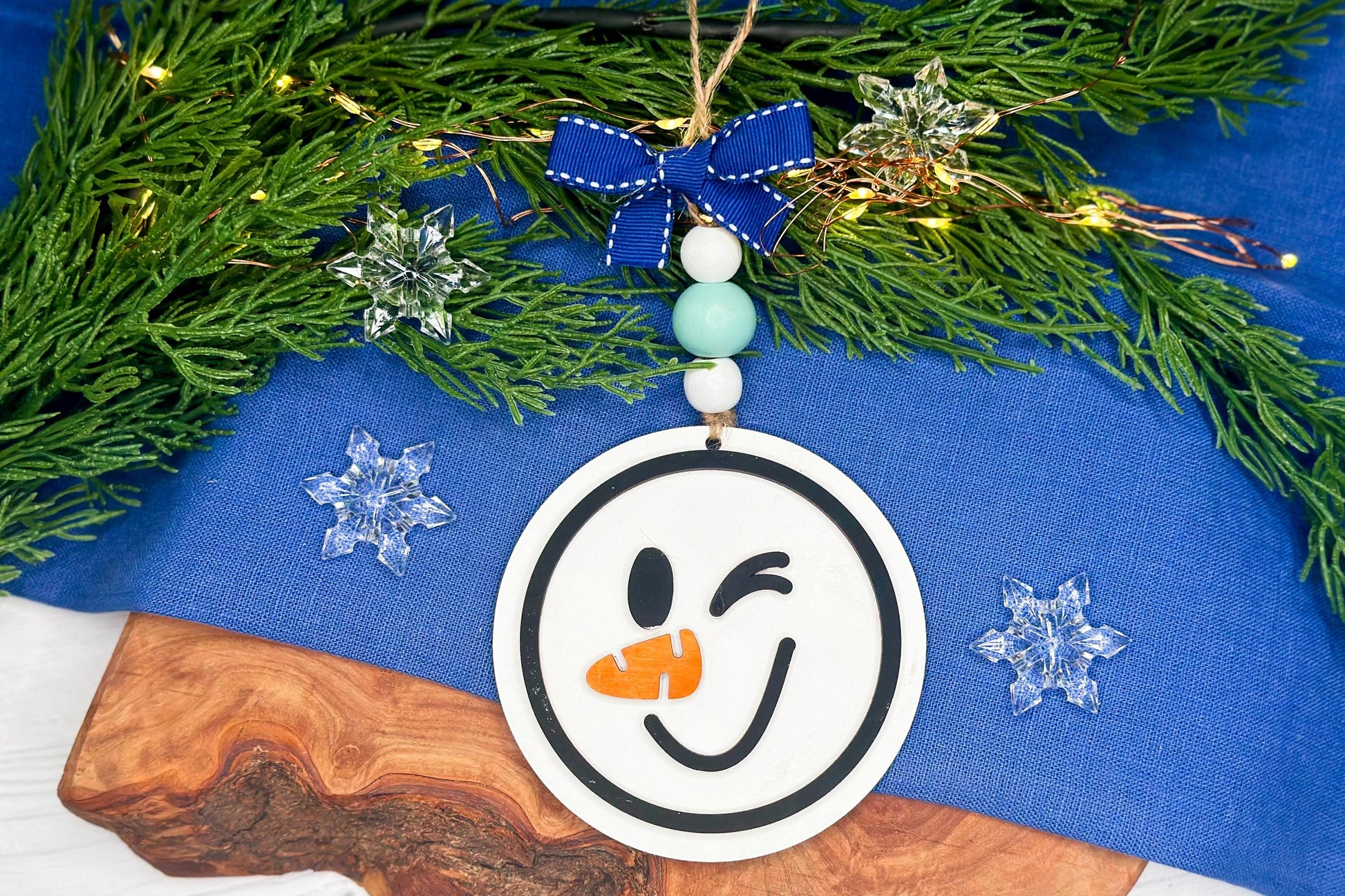 Snowman Face Ornament Laser Cut Files SVG | Christmas Snowman Ornament SVG Bundle | DIY Laser Snowman Ornaments for Glowforge & Xtool