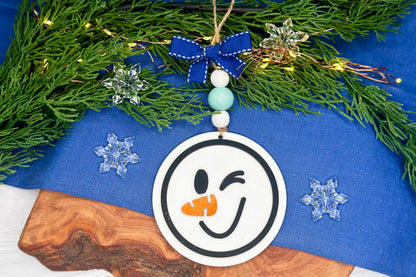 Snowman Face Ornament Laser Cut Files SVG | Christmas Snowman Ornament SVG Bundle | DIY Laser Snowman Ornaments for Glowforge & Xtool