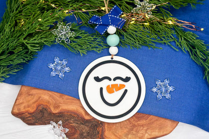 Snowman Face Ornament Laser Cut Files SVG | Christmas Snowman Ornament SVG Bundle | DIY Laser Snowman Ornaments for Glowforge & Xtool