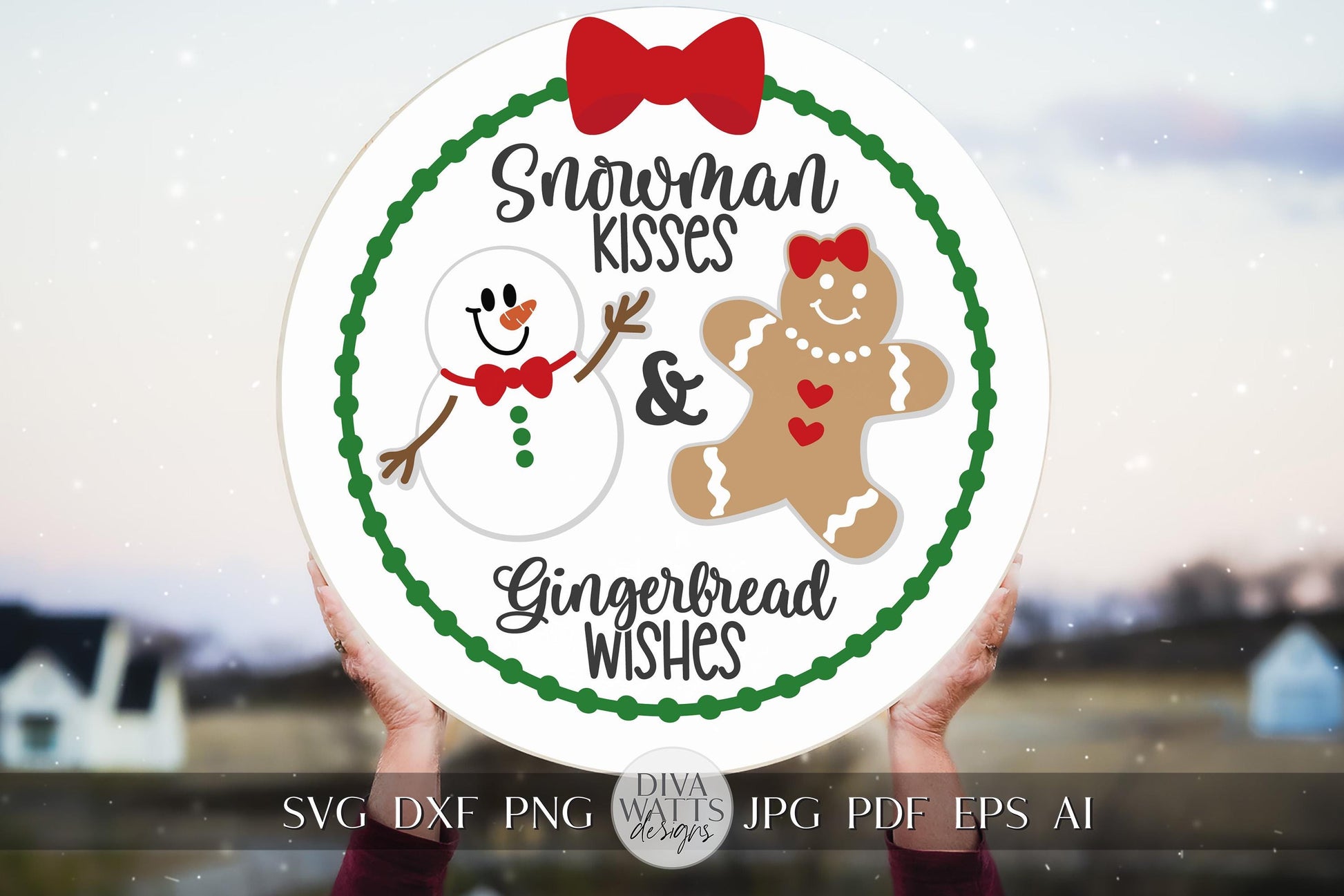 Snowman Kisses and Gingerbread Wishes Christmas SVG | Holiday Cut File for Cricut and Silhouette
