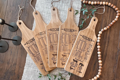 Kitchen Conversion Chart SVG Laser File - Rustic Engraved Cutting Board Design, Kitchen Measurement Chart for Laser Cut, DIY Kitchen Decor