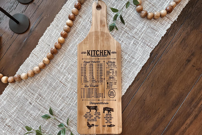 Kitchen Conversion Chart SVG Laser File - Rustic Engraved Cutting Board Design, Kitchen Measurement Chart for Laser Cut, DIY Kitchen Decor