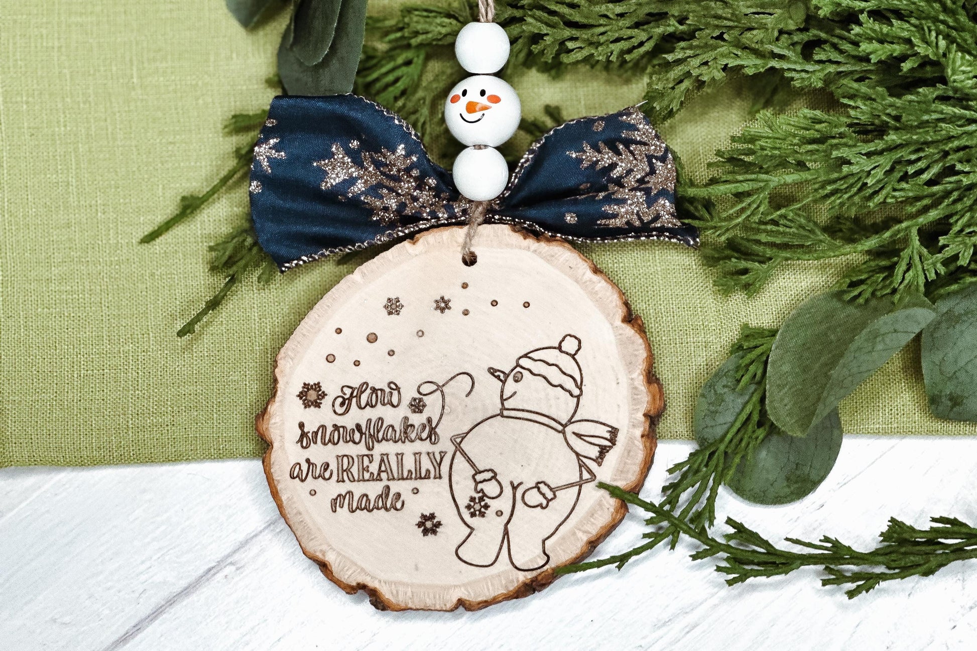 Snowman Ornament SVG - "How Snowflakes Are REALLY Made" Funny Christmas Laser File, Holiday Ornament Design for Laser Cutting