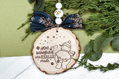 Snowman Ornament SVG - "How Snowflakes Are REALLY Made" Funny Christmas Laser File, Holiday Ornament Design for Laser Cutting