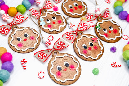 Gingerbread Ornament SVG Bundle - Cute Christmas Gingerbread Face Laser Cut Files, Holiday Decor for Laser Engraving