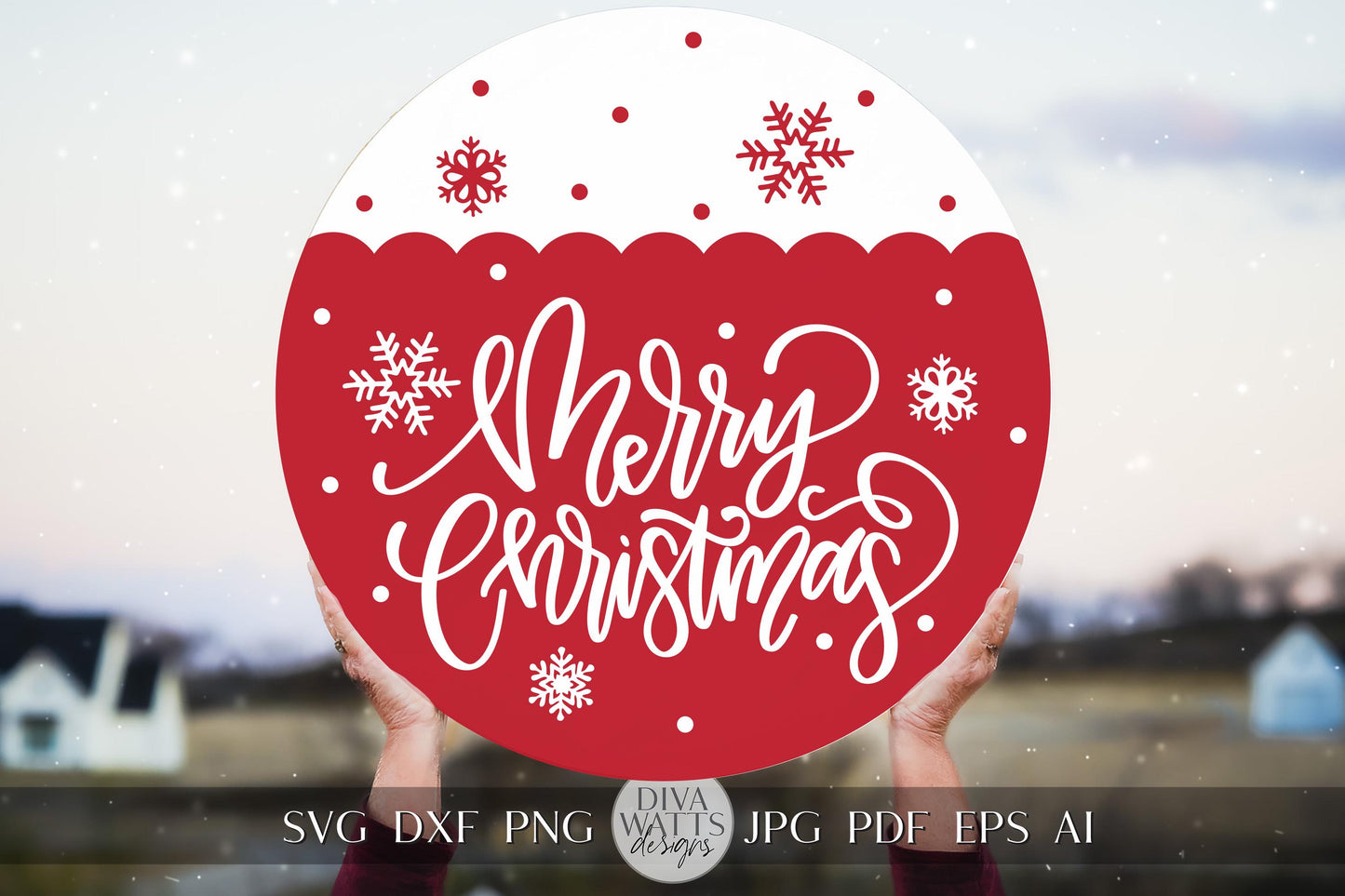 Merry Christmas Ornament SVG | Festive Holiday Sign Digital Cut File for Cricut & Silhouette