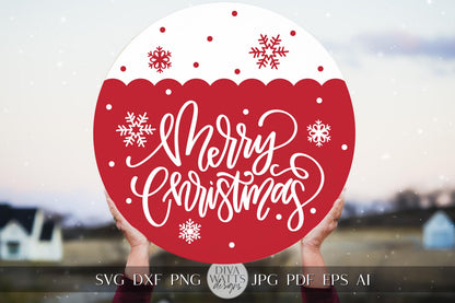 Merry Christmas Ornament SVG | Festive Holiday Sign Digital Cut File for Cricut & Silhouette