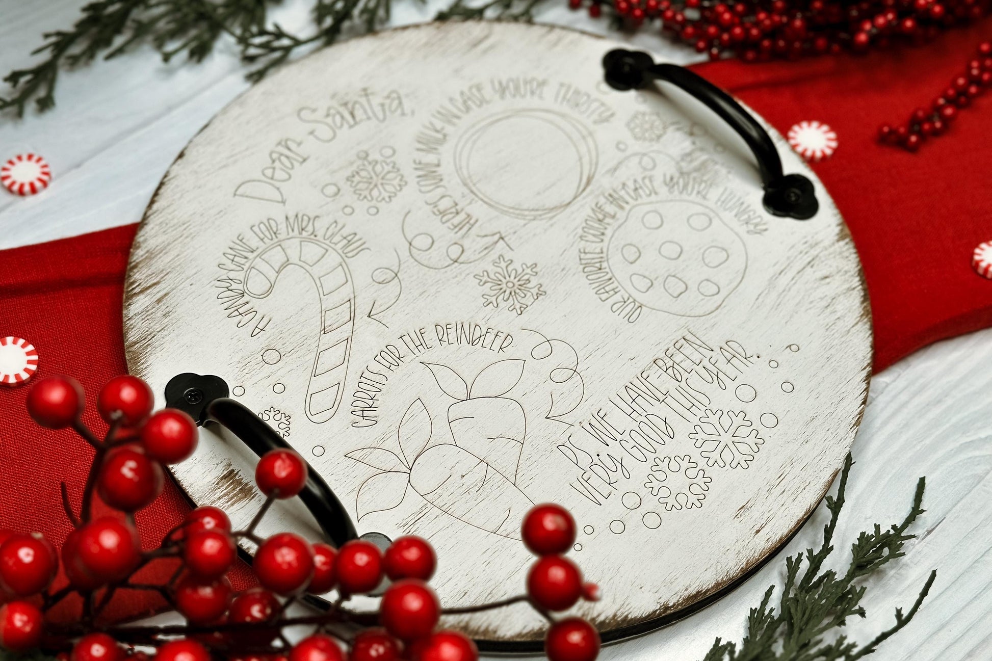 Santa Cookie Tray Laser File | Scoring-Only Christmas SVG | Fast Laser Cutting Design for Holiday Crafting