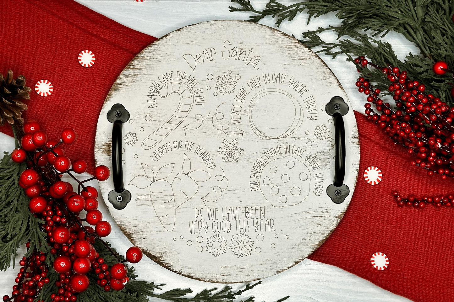 Santa Cookie Tray Laser File | Scoring-Only Christmas SVG | Fast Laser Cutting Design for Holiday Crafting