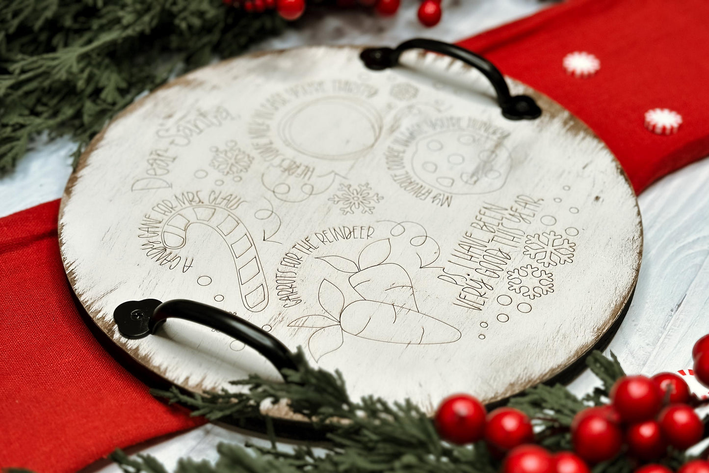 Santa Milk & Cookies Tray Laser File | Fast Scoring-Only Christmas SVG | DIY Holiday Decor Design | Santa Tray Laser SVG | Easy Laser Design