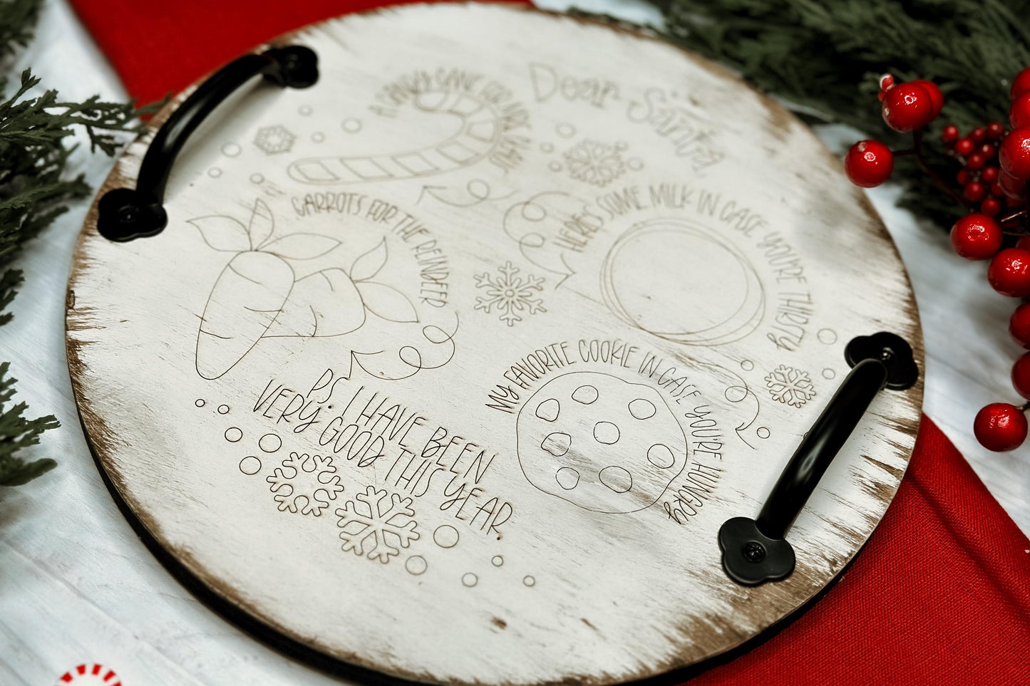 Santa Milk & Cookies Tray Laser File | Fast Scoring-Only Christmas SVG | DIY Holiday Decor Design | Santa Tray Laser SVG | Easy Laser Design