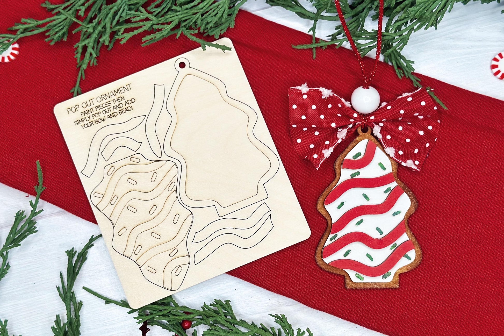 Pop-Out Christmas Tree Ornament Laser File | DIY Layered Ornament SVG | Perfect for Ornament Bar Crafting | Christmas Cookie Pop Out Laser