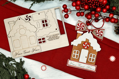 Gingerbread House Pop-Out Ornament SVG Laser Cut File | Home Sweet Home Christmas Decoration | DIY Laser File | Ornament Bar Laser File