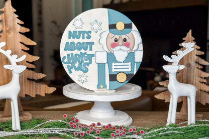 Nuts About Christmas SVG Laser Cut File | Nutcracker Door Hanger | Holiday Layered Sign SVG | Christmas Decor Laser Cut Design