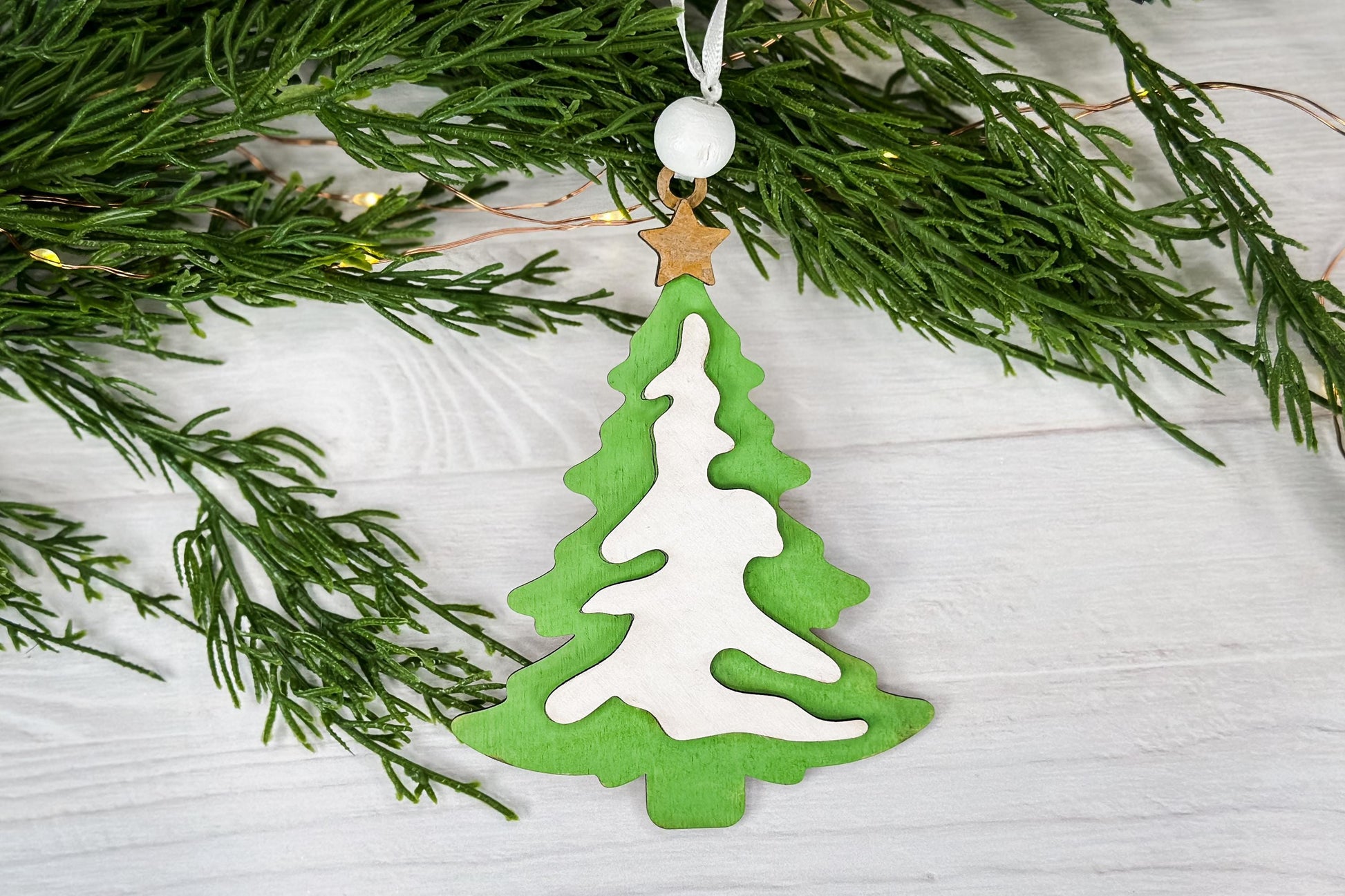 Layered Christmas Tree Ornament SVG, Laser Cut Holiday Tree, Wood Ornament Laser File, Christmas Decor SVG