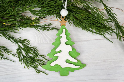 Layered Christmas Tree Ornament SVG, Laser Cut Holiday Tree, Wood Ornament Laser File, Christmas Decor SVG