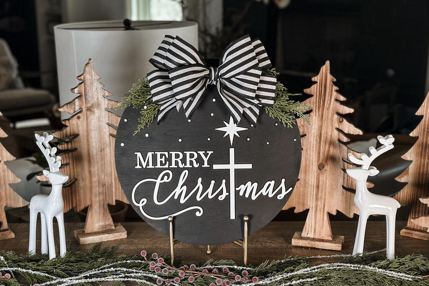 Merry Christmas Cross SVG | Laser Door Hanger Template | Faith-Based Holiday Sign | Jesus Door Hanger SVG | Glowforge Laser Cut File