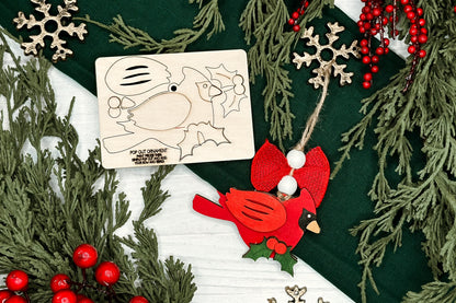 Pop-Out Cardinal Ornament SVG | Laser Cut Christmas Bird Template | DIY Holiday Keepsake | Ornament Bar Design | Ornament Bar Ornament