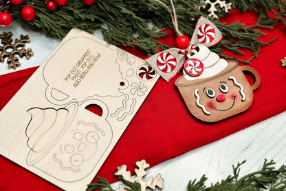 Gingerbread Cocoa Mug Ornament SVG | Pop-Out Laser Template | DIY Christmas Keepsake | DIY Laser File | Ornament Bar Laser File