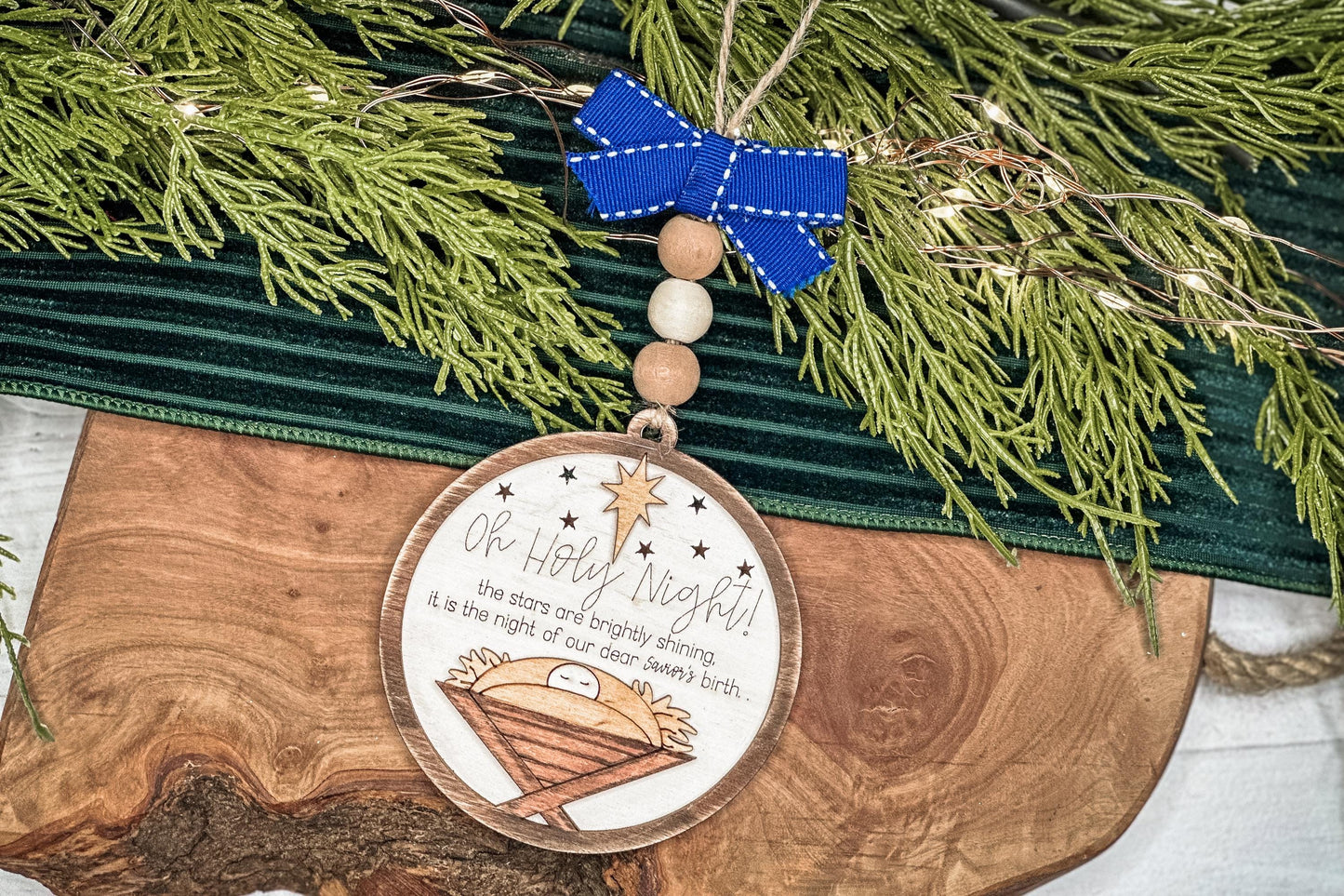 Oh Holy Night Nativity Ornament SVG Laser Cut File | Christmas Religious Ornament | DIY Holiday Decor | Glowforge Ready SVG