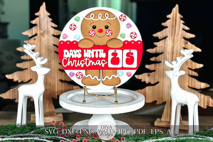 Gingerbread Christmas Countdown SVG - Days Until Christmas Laser Cut File - Holiday Decor SVG