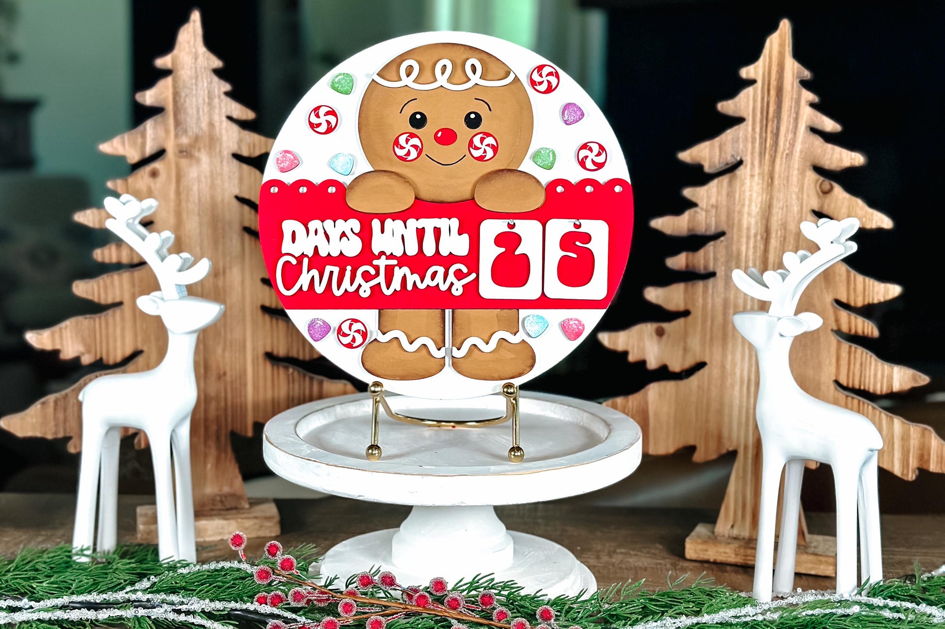 Gingerbread Christmas Countdown SVG - Days Until Christmas Laser Cut File - Holiday Decor SVG