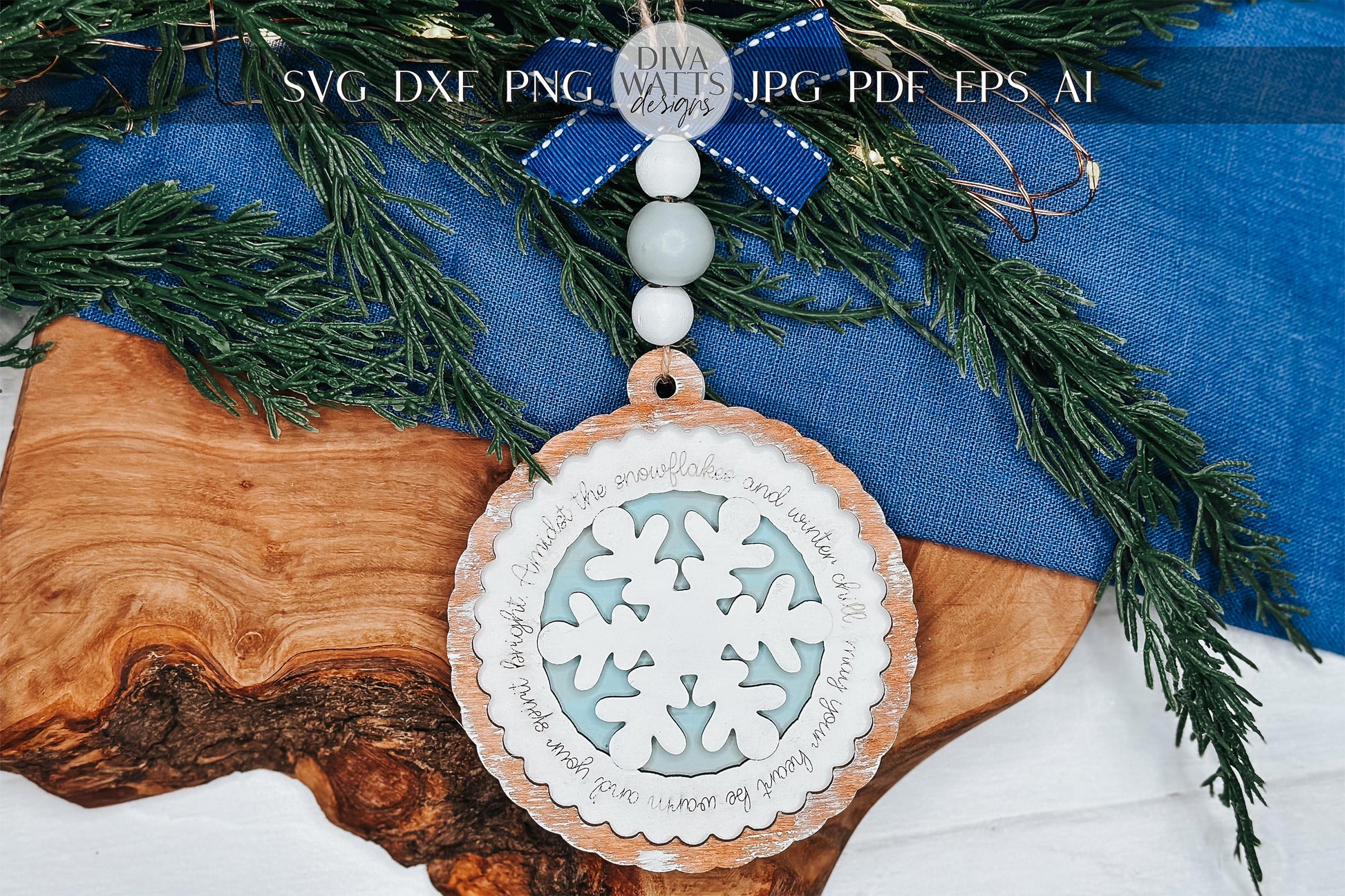 Laser Cut Snowflake Ornament SVG, Winter Christmas Ornament, Round Layered Snowflake, Holiday Laser File, Glowforge Ready