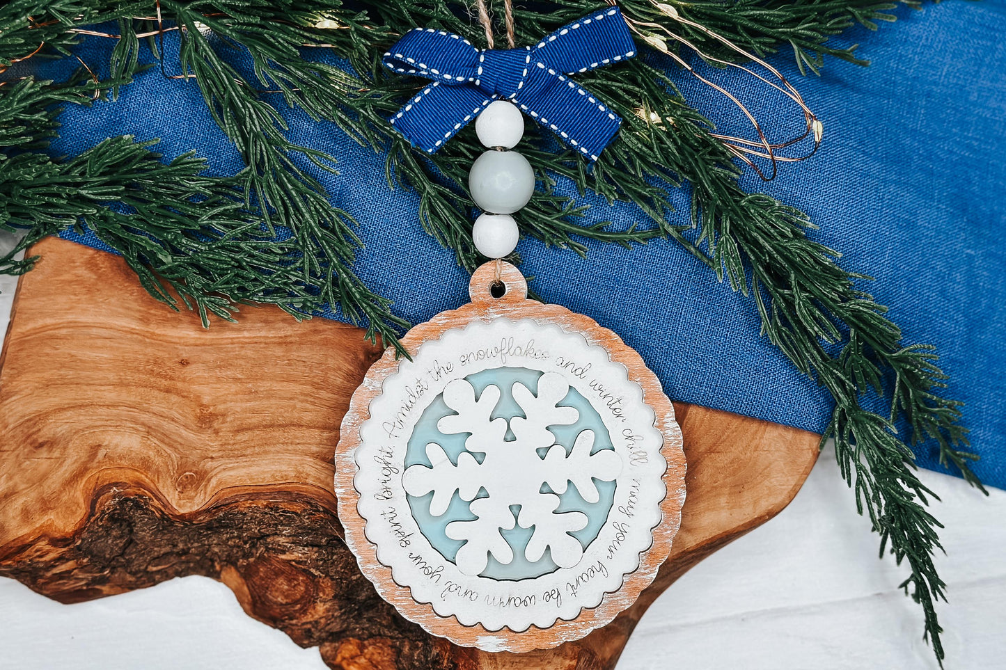 Laser Cut Snowflake Ornament SVG, Winter Christmas Ornament, Round Layered Snowflake, Holiday Laser File, Glowforge Ready