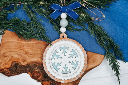 Laser Cut Snowflake Ornament SVG, Winter Christmas Ornament, Round Layered Snowflake, Holiday Laser File, Glowforge Ready