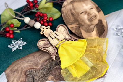 Personalized Memorial Angel Ornament SVG | Laser Cut Angel Ornament with Custom Clothing Piece | Laser Keepsake Angel SVG File