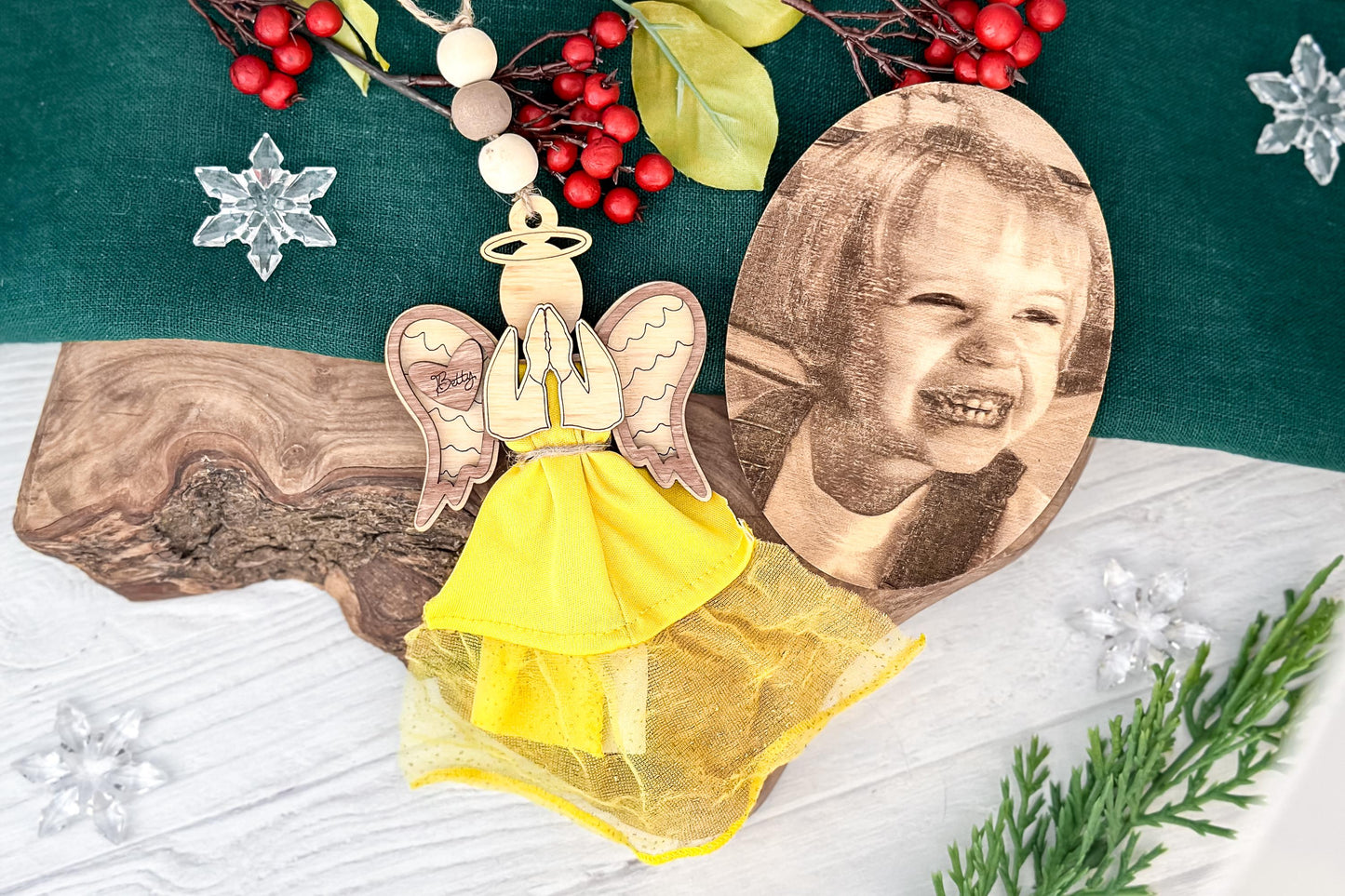 Personalized Memorial Angel Ornament SVG | Laser Cut Angel Ornament with Custom Clothing Piece | Laser Keepsake Angel SVG File