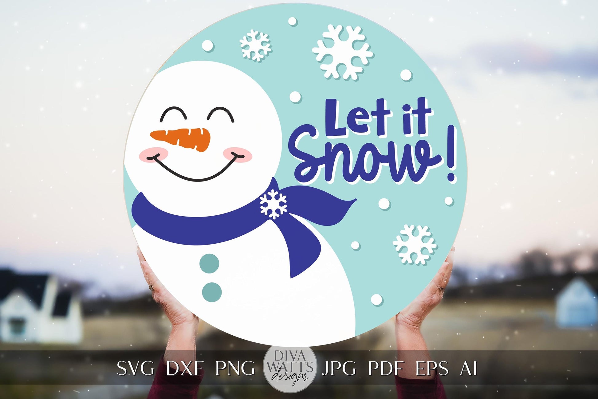 Let It Snow Snowman SVG Bundle - Winter Round Sign Design for Cricut & Silhouette