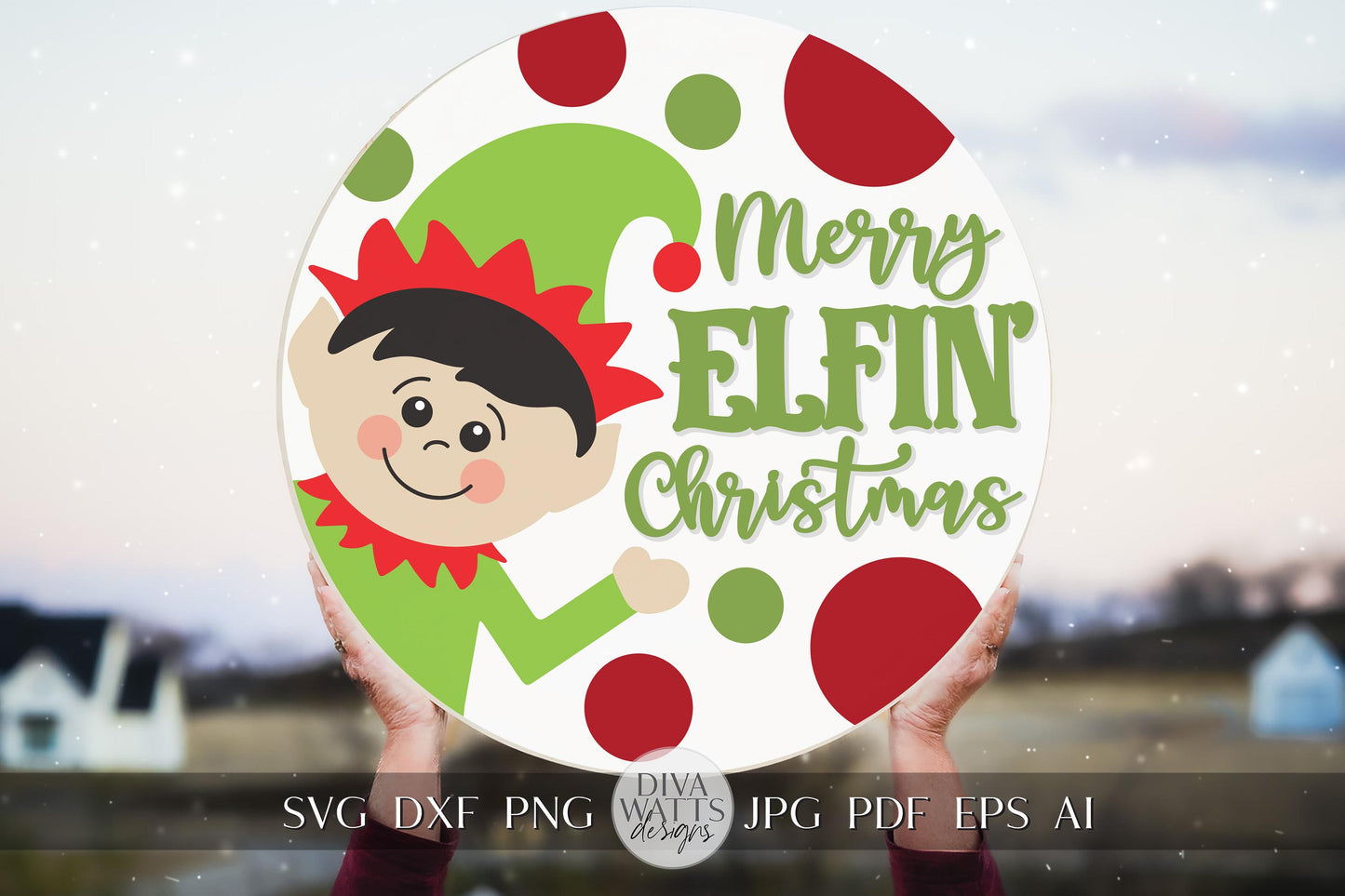 Merry Elfin' Christmas SVG | Cute Elf Christmas Sign Cut File | Holiday SVG for Ornaments, Shirts & Crafts | Cricut and Silhouette