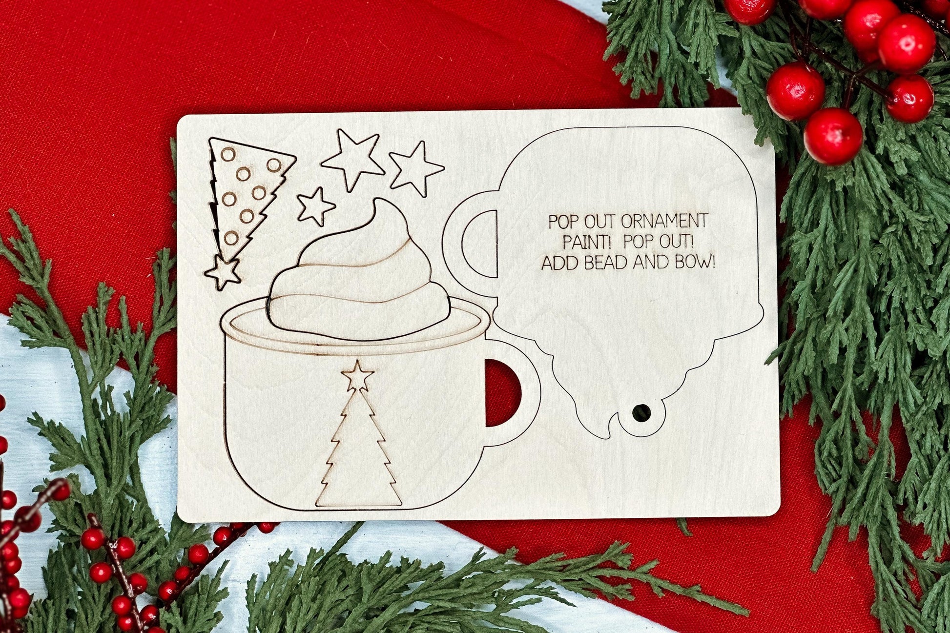 Hot Cocoa Ornament SVG | Pop-Out Laser Ornament File | DIY Ornament for Holiday Parties | DIY Laser File | Ornament Bar Laser File