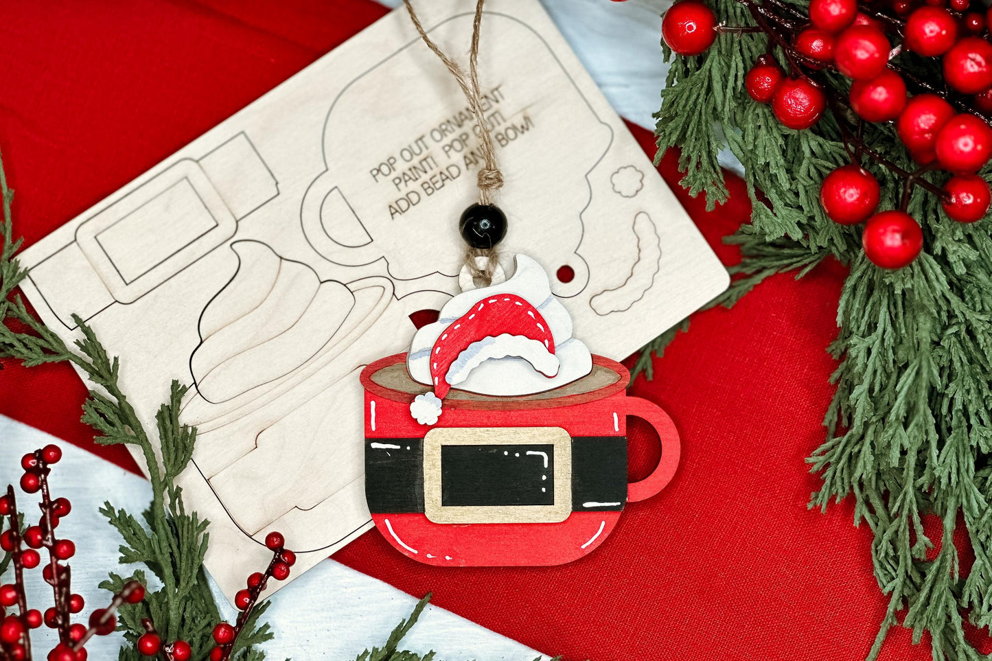Santa Mug Ornament SVG | Pop-Out Laser Ornament File | Christmas DIY Party Project | DIY Laser File | Ornament Bar Laser File