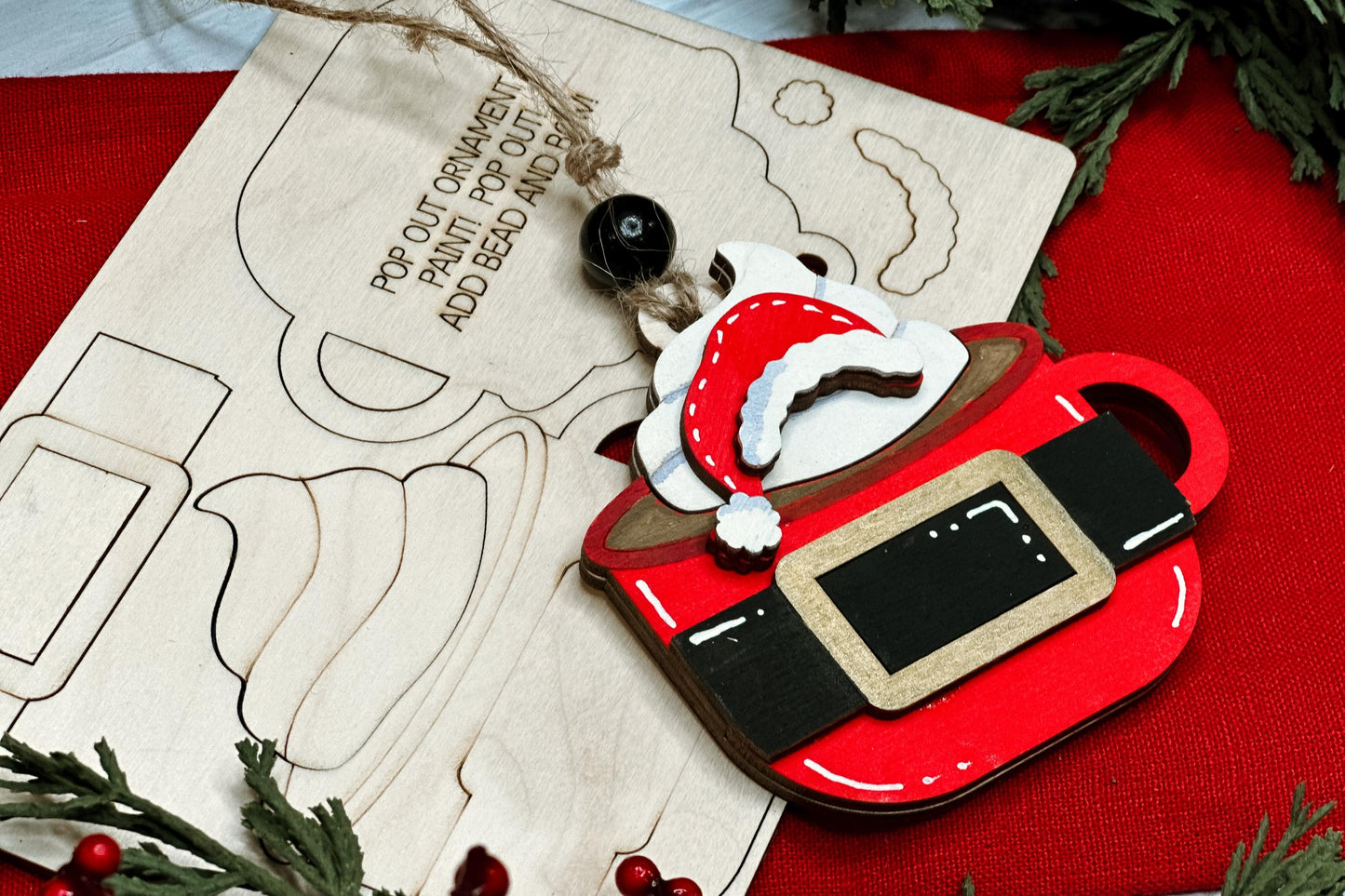 Santa Mug Ornament SVG | Pop-Out Laser Ornament File | Christmas DIY Party Project | DIY Laser File | Ornament Bar Laser File