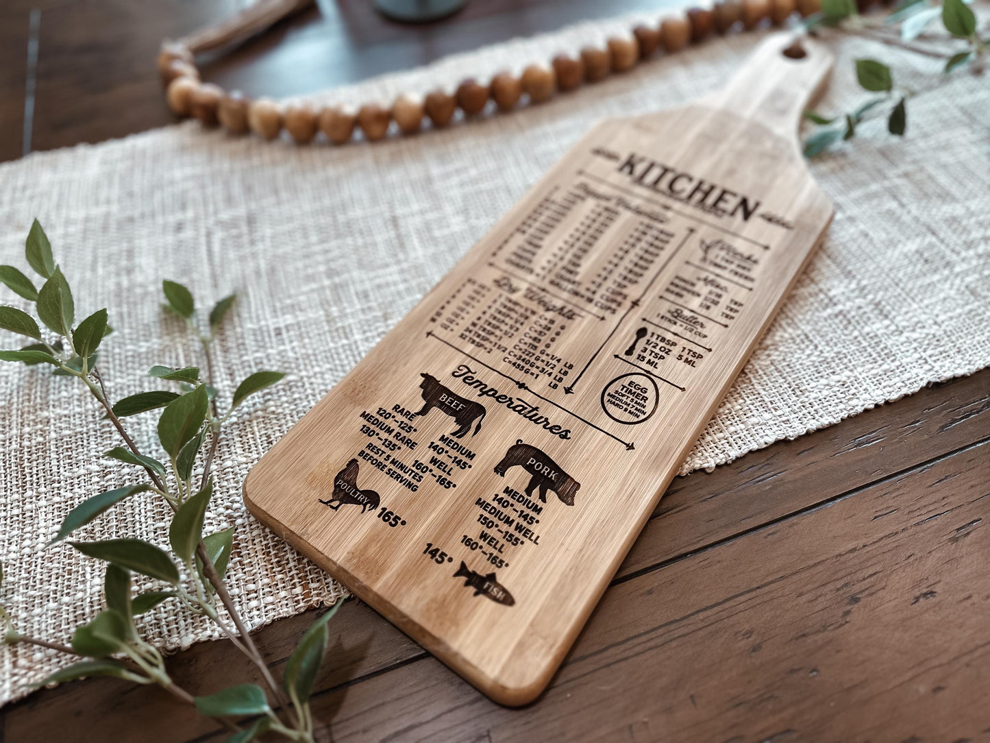 Kitchen Conversion Chart SVG Laser File - Rustic Engraved Cutting Board Design, Kitchen Measurement Chart for Laser Cut, DIY Kitchen Decor