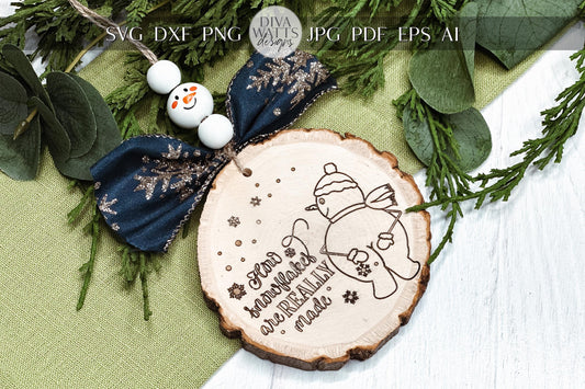 Snowman Ornament SVG - "How Snowflakes Are REALLY Made" Funny Christmas Laser File, Holiday Ornament Design for Laser Cutting