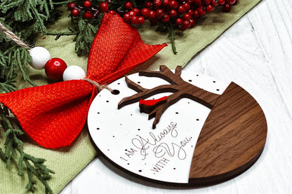 Cardinal Memorial Ornament SVG - "I Am Always With You" Laser Cut File, Tree Scene Sympathy Keepsake for Laser Engraving and Laser Cutting