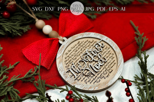 The First Noel Christmas Ornament SVG for Laser Cutting - Beautiful Christmas Carol Round Design | Laser Ornament SVG | Easy Ornament svg