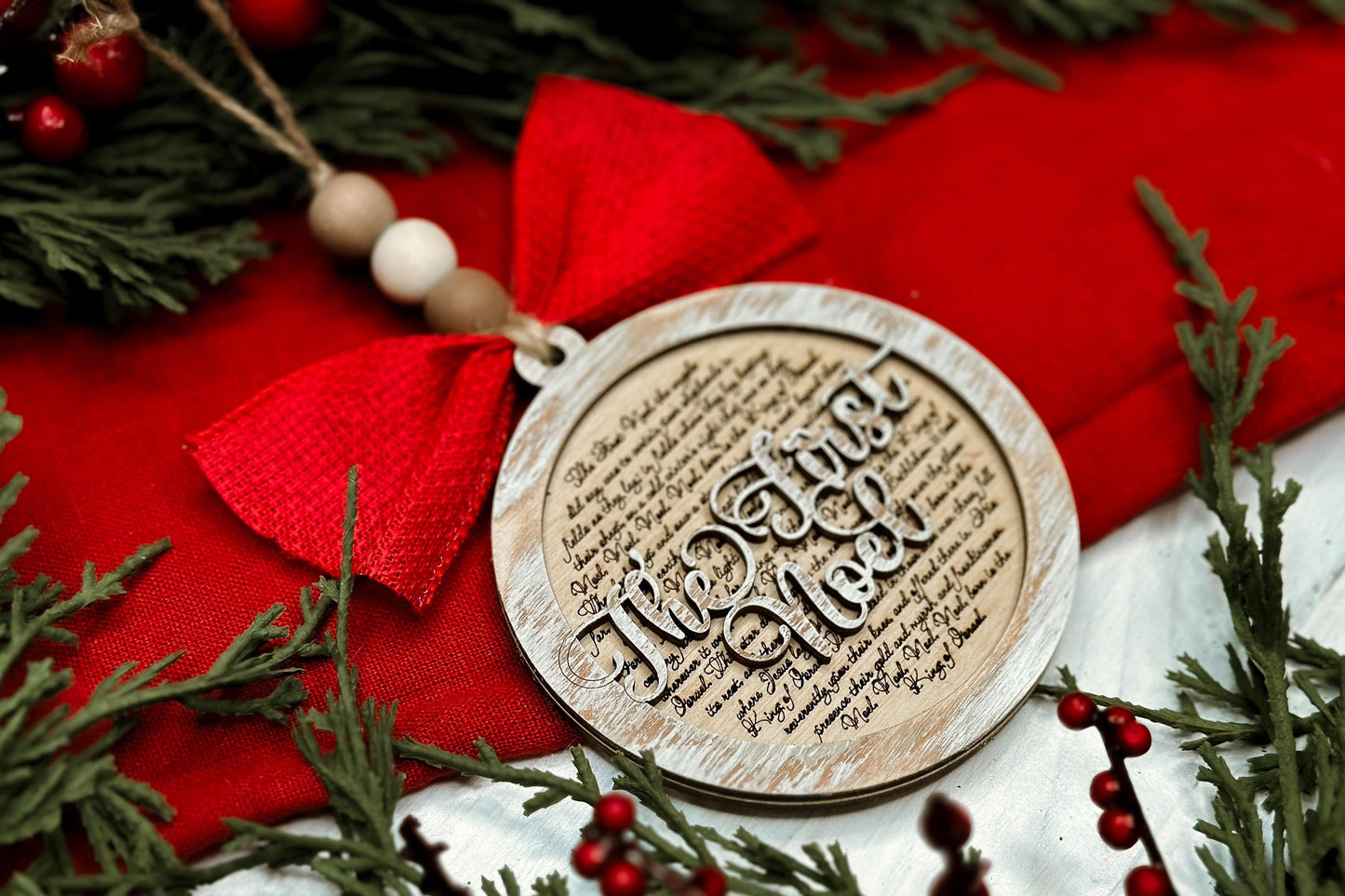 The First Noel Christmas Ornament SVG for Laser Cutting - Beautiful Christmas Carol Round Design | Laser Ornament SVG | Easy Ornament svg
