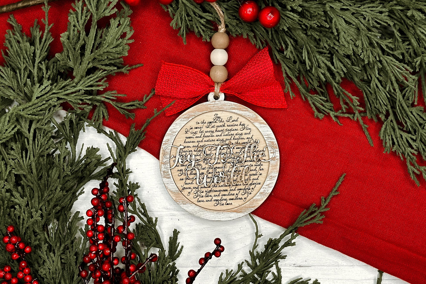 Joy to the World Christmas Ornament SVG for Laser Cutting - Beautiful Christmas Carol Round Design | Laser Ornament SVG | Easy Ornament svg
