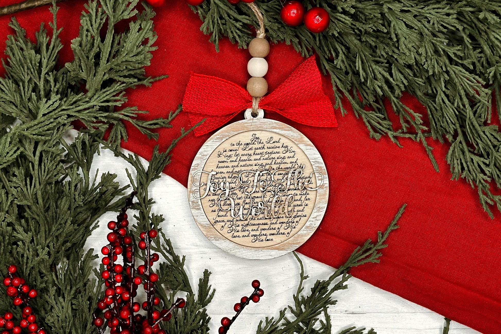 Joy to the World Christmas Ornament SVG for Laser Cutting - Beautiful Christmas Carol Round Design | Laser Ornament SVG | Easy Ornament svg