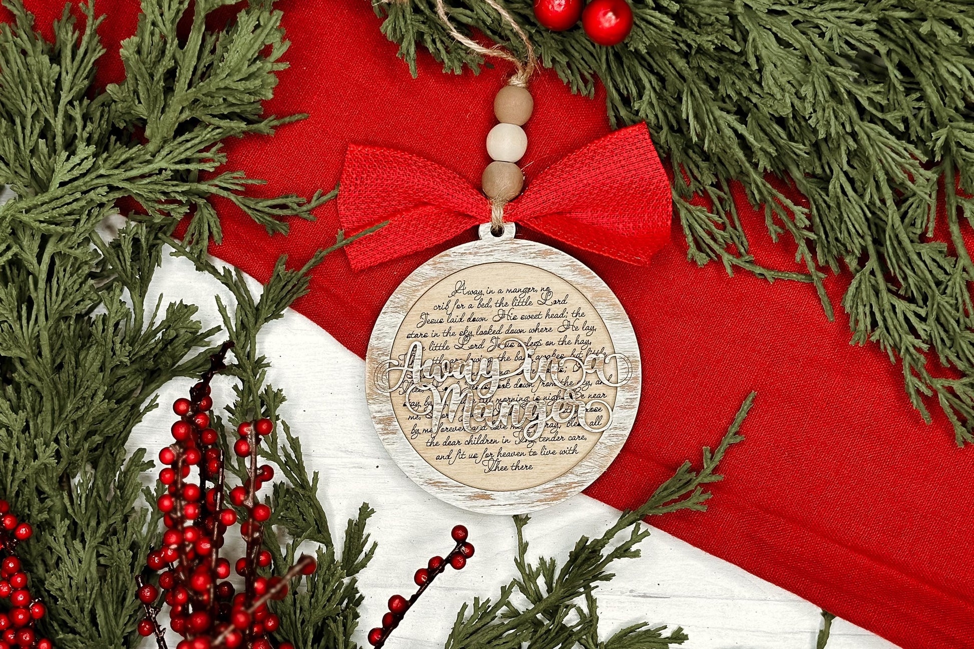 Joy to the World Christmas Ornament SVG for Laser Cutting - Beautiful Christmas Carol Round Design | Laser Ornament SVG | Easy Ornament svg