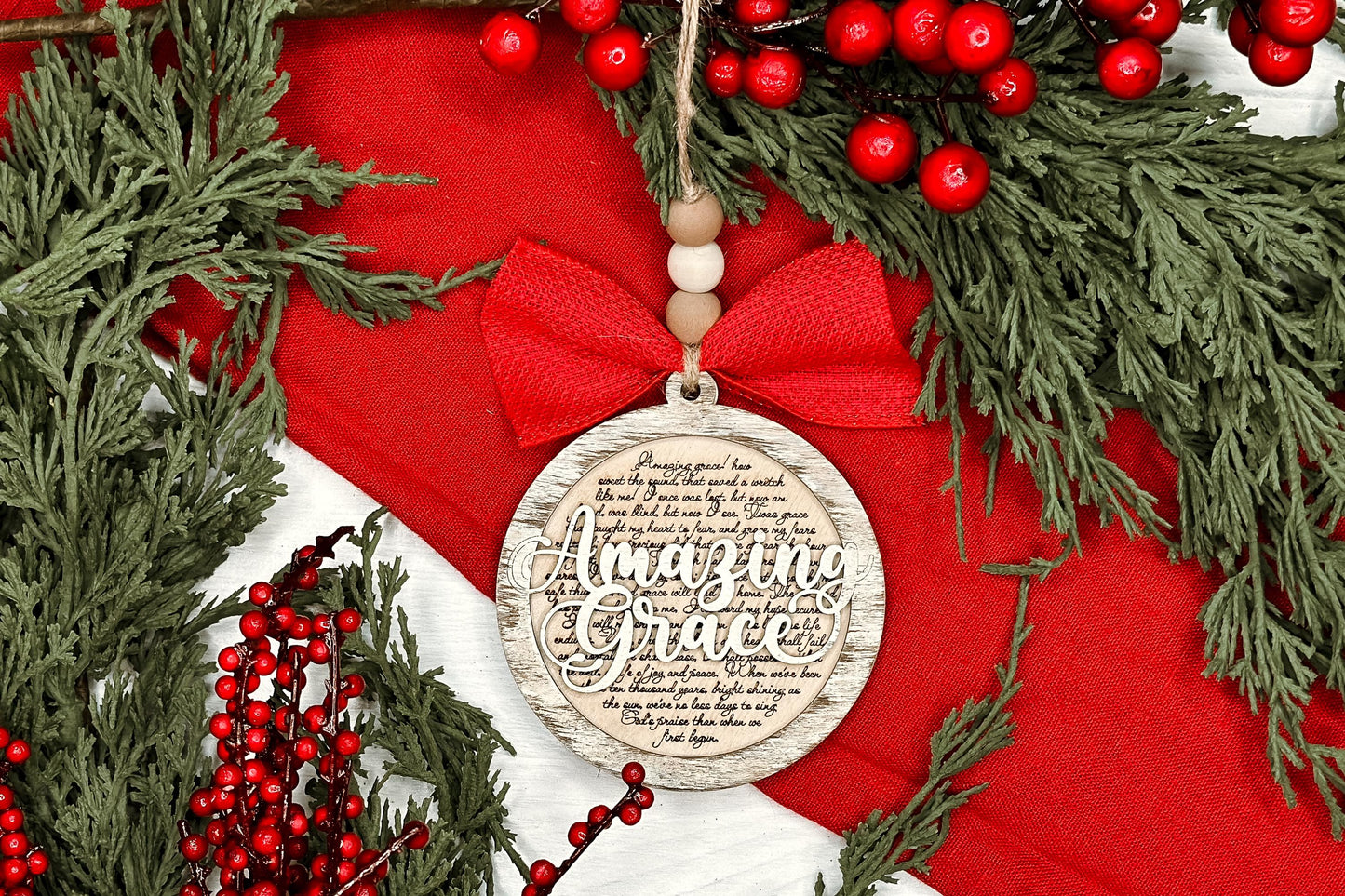 Amazing Grace Christmas Ornament SVG for Laser Cutting - Beautiful Hymn Design | Laser Ornament SVG | Easy Ornament svg