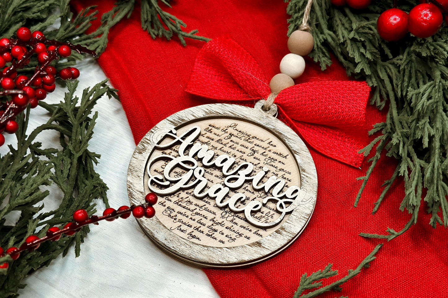Amazing Grace Christmas Ornament SVG for Laser Cutting - Beautiful Hymn Design | Laser Ornament SVG | Easy Ornament svg