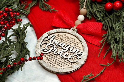 Amazing Grace Christmas Ornament SVG for Laser Cutting - Beautiful Hymn Design | Laser Ornament SVG | Easy Ornament svg