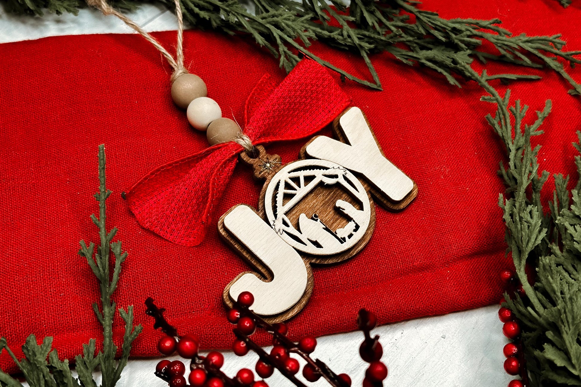 Joy to the World Ornaments SVG for Laser Cutting - Nativity-Inspired Christmas Set | Laser Ornaments SVG | Nativity Ornament SVG | Nativity