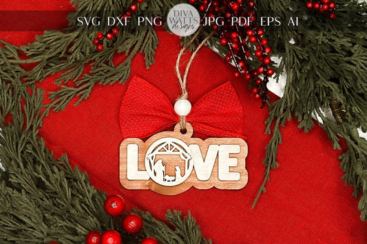 Nativity LOVE Ornament SVG Laser File | Christmas Wood Cutout Design | Laser Ready Nativity Scene LOVE Ornament Digital Download