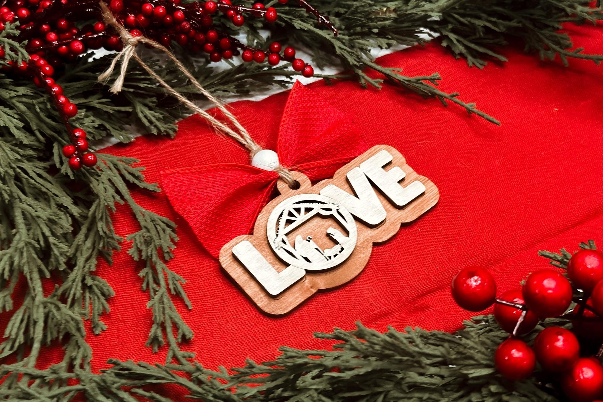 Nativity LOVE Ornament SVG Laser File | Christmas Wood Cutout Design | Laser Ready Nativity Scene LOVE Ornament Digital Download